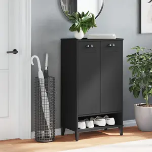 Berkfield Shoe Cabinet VIKEN Black Engineered Wood