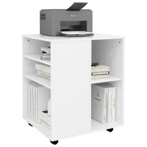 Berkfield Rolling Cabinet White 60x53x72 cm Engineered Wood