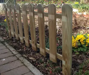 Large Wooden Picket Fence Panels Garden Edging Lawn Border Set of 3