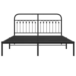 Berkfield Metal Bed Frame without Mattress with Headboard Black 150x200cm