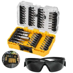 Dewalt 47 Piece Screw Driver Impact Rated Bit Set Hex Shank + Safety Glasses