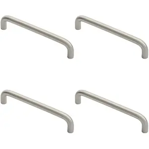 4 PACK - D Shape Cabinet Pull Handle 10mm - 160mm Fixing Centres Satin Stainless Steel