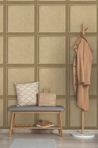 Rasch Bevelled Panel Walnut Wallpaper