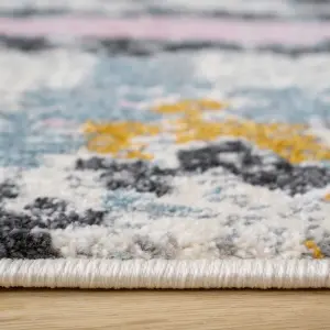 Pastel Multicolour Distressed Tribal Living Area Rug 60x110cm