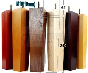 4 Wooden Furniture Legs M10 240mm High Golden Oak Replacement Square Tapered Sofa Feet Stools Chairs Cabinets Beds