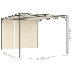 Berkfield Garden Gazebo with Side Curtain 4x3x2.25 m Cream