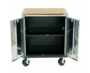 Seville Classics Ultra HD 2 Door Timber Top Mobile Roll Cabinet UHD20202E