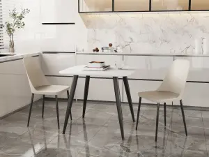 Core Products Aspen White 80cm Square Dining Table with 2 Calico Plastic Duo Design Chairs