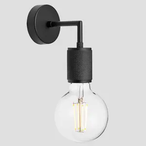 Industville Knurled Edison Wall Light, Black