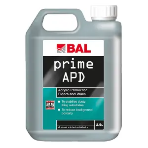 BAL Rapid-Drying Acrylic Wall & Floor Prime APD Ceramic & Porcelain Tile Primer, 2.5 Litre