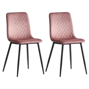 Dining Chairs Velvet Fabric Lexi Set of 4 Pink by MCC