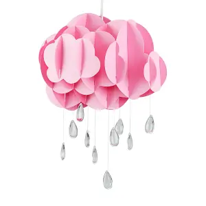 ValueLights Pink Ceiling Pendant Droplets Shade and B22 GLS LED 10W Warm White 3000K Bulb