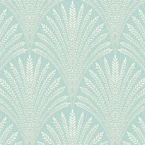 Hoopla Walls Duck Egg Blue Leaf Fan Smooth Matt Wallpaper