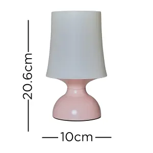 ValueLights Colmar 3 Pack Wireless Outdoor Battery Operated LED Pink Touch Table Lamps with Shades