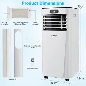 Costway 3-in-1 Mobile Air Conditioner 9000BTU Air Conditioner Fan Dehumidifier Remote Control Wifi