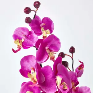 Homescapes Oriental Style Cerise Orchids in Black Bowl