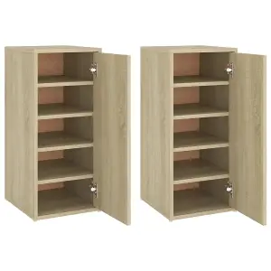 Berkfield Shoe Cabinets 2 pcs Sonoma Oak 32x35x70 cm Engineered Wood