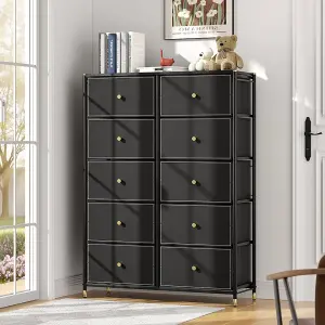 Black Plastic Storage Cabinet with 10 Drawers