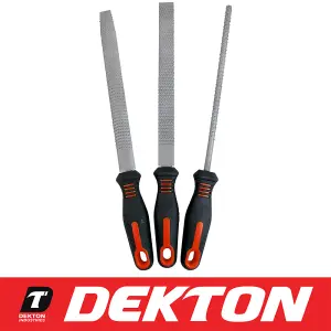 3pc Steel Wood Rasp File Set Flat Half Round Carpenters Tool 200mm Heavy Duty