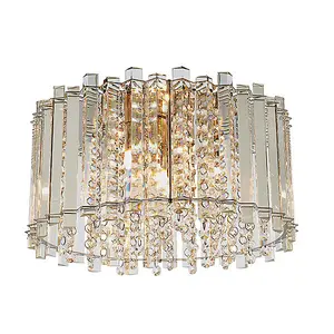 Luminosa Hanna Flush Clear Crystal (K5) Glass & Chrome Effect Plate 4 Light Dimmable IP20 - G9