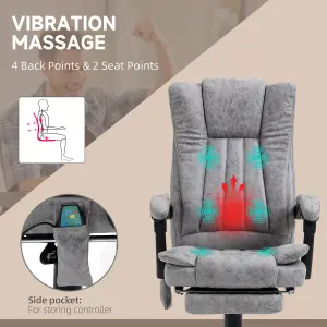 Vinsetto 6-Point Vibrating Heat Massage Chair w/ Microfibre Upholstery Grey