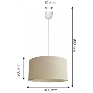 Luminosa Alba Cylindrical Pendant Ceiling Light Ecru, White 40cm