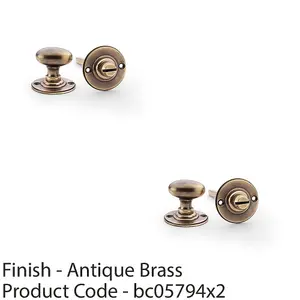 2 PACK - Traditional Oval Thumbturn & Release Lock - Antique Brass - Bathroom Door WC