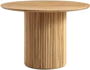 Maru Round Oak Pedestal Dining Table, Oak Modern Wooden - Daals - Dining Tables