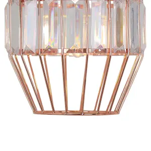 First Choice Lighting Set of 2 Beaded Copper Cage Pendant Shade with Clear Prism Detail