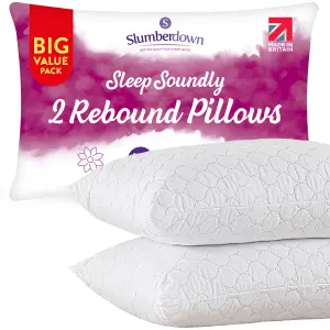 Slumberdown Sleep Soundly Rebound Pillow, Firm Support, 2 Pack