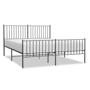 Berkfield Metal Bed Frame with Headboard and Footboard Black 150x200 cm