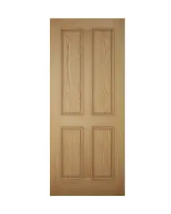 4 panel Unglazed Wooden White oak veneer External Front door, (H)1981mm (W)762mm