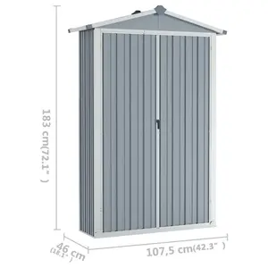 Tubac Garden Shed Galvanised Steel Outdoor Tool Storage Shed Grey