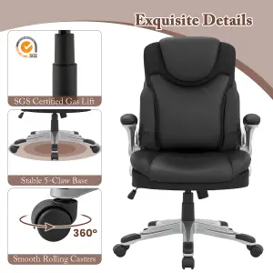 Costway Executive Office Chair PU Leather Computer Desk Ergonomic Chair W/ Rock Function