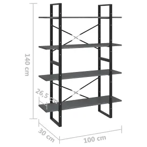 Berkfield 4-Tier Book Cabinet Grey 100x30x140 cm Solid Pine Wood