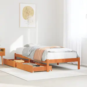 Berkfield Bed Frame without Mattress Wax Brown 90x190 cm Single Solid Wood Pine