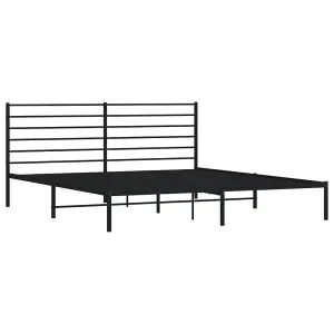 Berkfield Metal Bed Frame with Headboard Black 200x200 cm