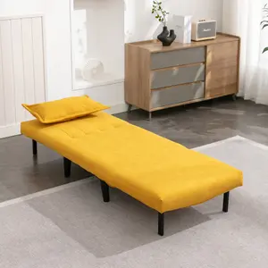 Harper 1 Seater Folding Clic Clac Fabric Living Room Lounge Futon Sofa Bed Mustard