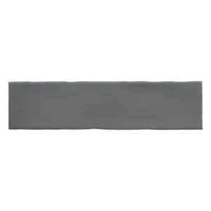 Vernisse Grey Gloss Plain Embossed Ceramic Indoor Wall Tile, Pack of 41, (L)301mm (W)75.4mm