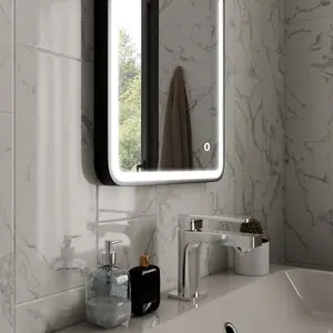 Harper & Harlow 400x600 Vela Matt Black LED Illuminated Bathroom Mirror