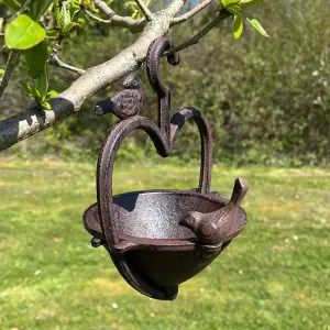 Vintage Hanging Bird Seed Feeder Cast Iron Heart Shape