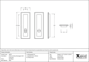 From The Anvil Matt Black 175mm Art Deco Rectangular Pull - Privacy Set