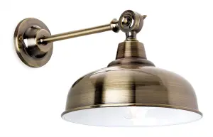 Luminosa Preston 1 Light Indoor Dome Wall Light Antique Brass, E14