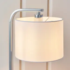 Anson Lighting Evan Chrome and Faux White Silk Table Lamp