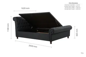 Birlea Castello King Side Ottoman Bed Charcoal