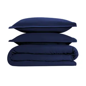 Super Soft 250 TC Microfibre Reversible Plain Duvet Cover Set Navy / Super King Duvet Cover + 2 Pillowcases