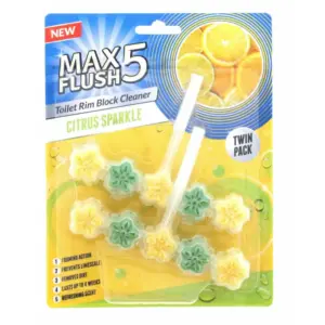 Max Flush Citrus Sparkle Toilet Rim Block Cleaner (Twin Pack)