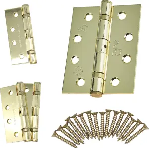 EAI - 4" Door Hinges & Screws G11 FD30/60 - 102x76x2.7mm Square - PVD Brass Pack of 2 Pairs