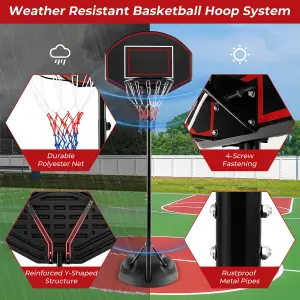 COSTWAY 170-230 cm Portable Basketball Hoop Adjustable Basketball Stand w/ Wheels