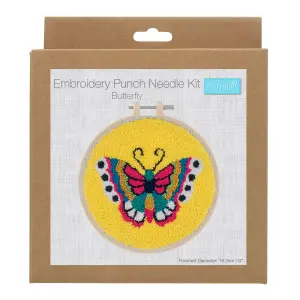 P/NEEDLE BUTTERFLY - Punch Needle Kit: Floss and Hoop: Butterfly - Trimits